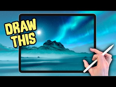IPAD PAINTING MADE EASY - Northern Lights Snow landscape Procreate tutorial