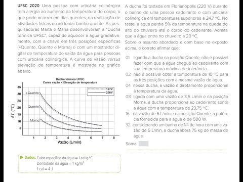 (UFSC 2020) Uma pessoa com urticária colinérgica tem alergia ao aumento da temperatura do corpo, o