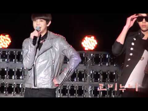 [FANCAM] BEAST (비스트) Yang!bucket during talk (+DOOSEOB) [M! Power Concert 111002]
