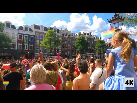 🌈Walking tour through the AMSTERDAM PRIDE Canal Parade | 2022 | The Netherlands | 4K, 60fps