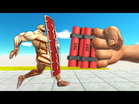 DYNAMITE HAND VS MONSTERS WITH SHIELD - Animal Revolt Battle Simulator