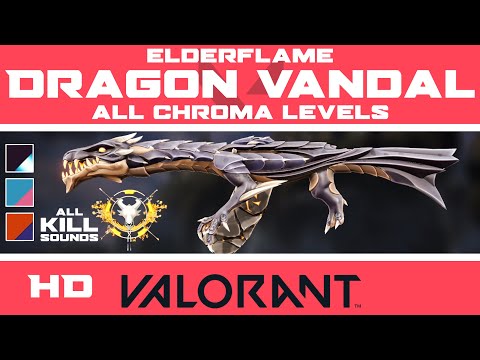 Elderflame Vandal VALORANT Dragon Skin | All CHROMA COLORS + Buddy | Skins HD Showcase