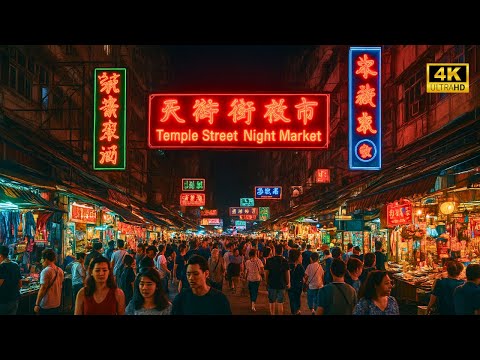 真實香港夜晚：廟街夜市漫步 4K