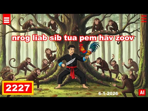 dab hais hmoob - 2227 - 6-1-2026 nrog liab sib tua pem hav zoov, สู้กับฝูงลิง, Fight against monkeys