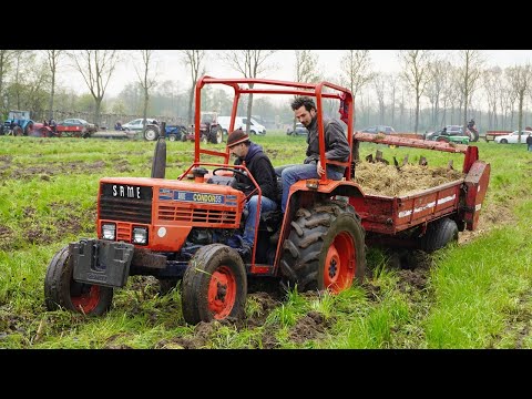 Same Condor 55 | Mist streuen im schlamm | Mestdag 2023 HOKO Agri Putten | Vastzitten | Mud