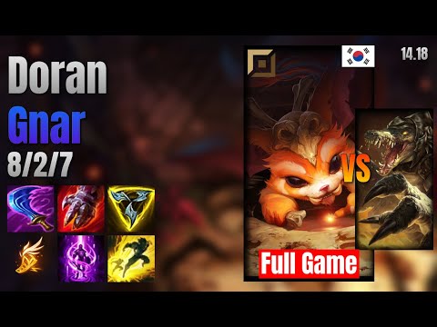 Doran Top Gnar vs Renekton lol KR solo rank Full Game 14.18
