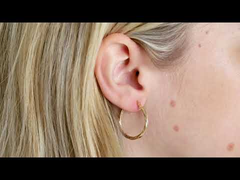 9ct Yellow Gold Twist Design Hoop Earrings - 24mm