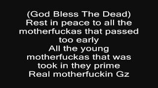 2Pac God bless the dead lyrics on SCREEN