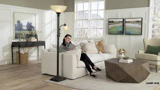 Watch A Video About the Garver Bronze Torchiere Floor Lamp with Reader Arm