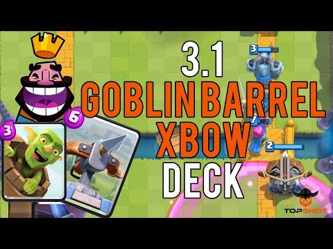 Powerful 3.1 XBOW GOBLIN BARREL DECK | Best fast cycle deck arena 7