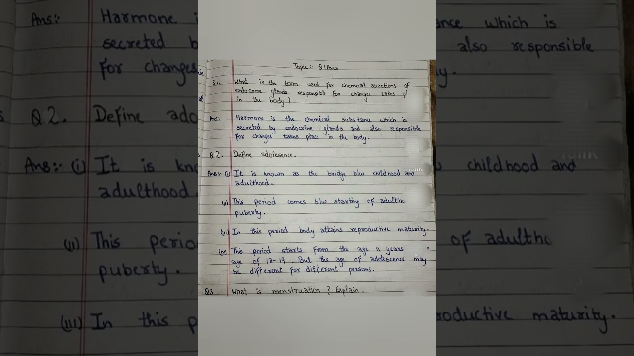 class 8th chapter 7 reaching the age of adolescence question answer@@
