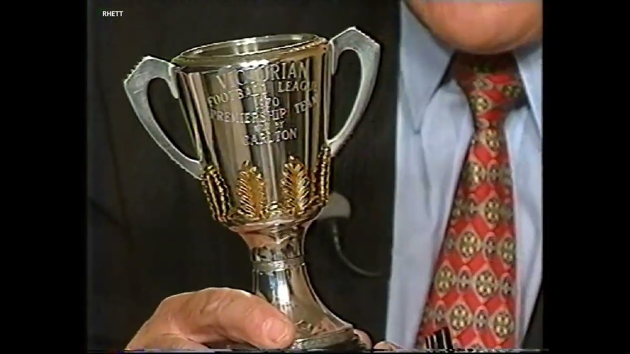 1995 Mark of the Year announcement + Weg Poster + Premiership Cup replica + T Shirt. Carlton.