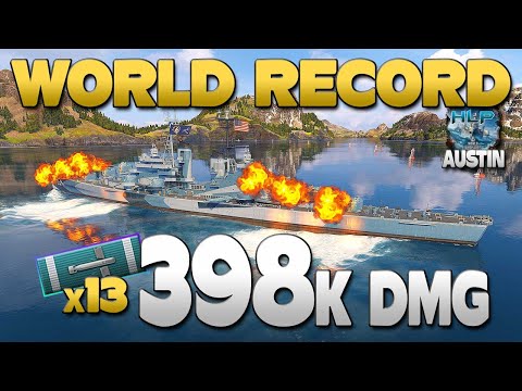 Cruiser Austin, WORLD RECORD, 398k damage - World of Warships