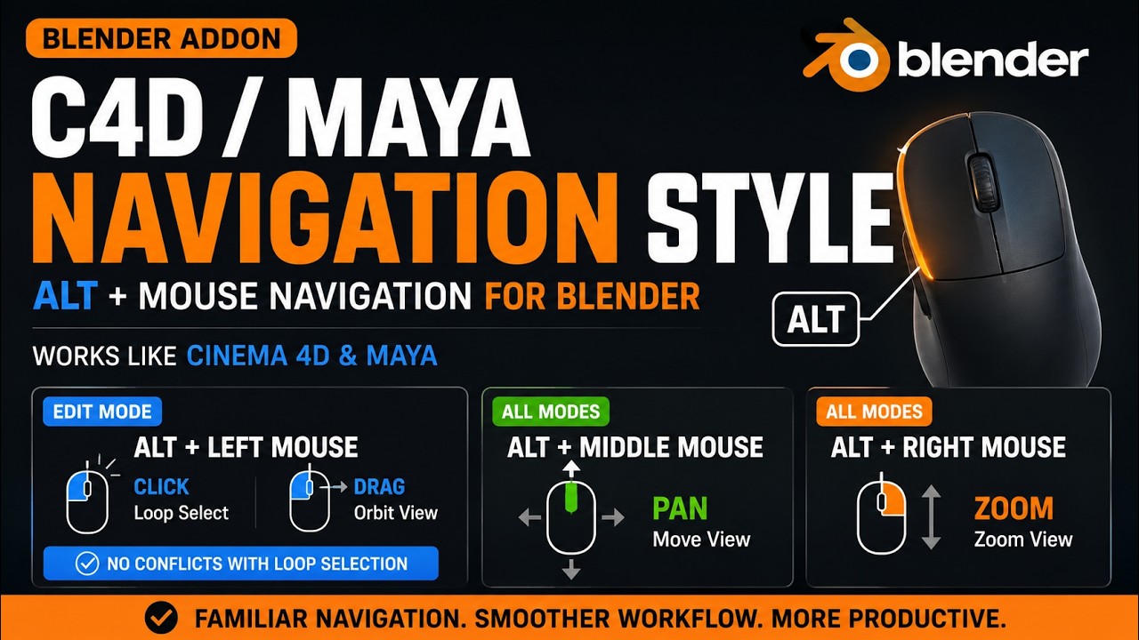 Make Blender Navigate Like Cinema 4D Maya 3D Model