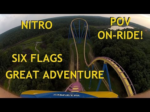 Six Flags Nitro POV HD Front Seat On Ride Roller Coaster Great Adventure Steel B&M GoPro Video Video