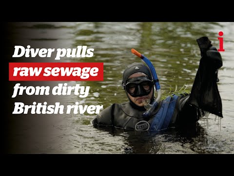 Diver swims through condoms, sanitary pads and sewage to expose the state of UK rivers