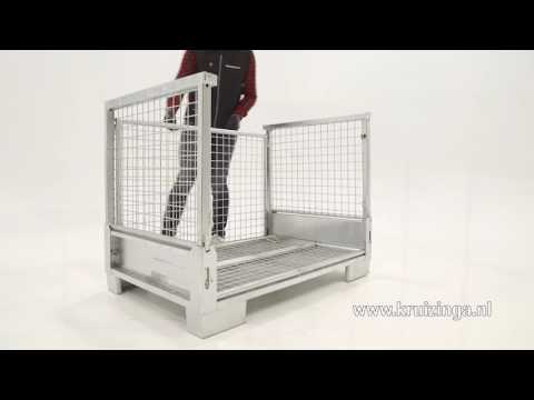 Caisse grillagée pliable gerbable et pliable 1 clapet en 1 côté longue Location