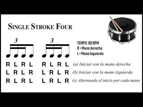 2. Single Stroke Four – 40 RUDIMENTOS | Clases de Batería (FULL AUDIO )
