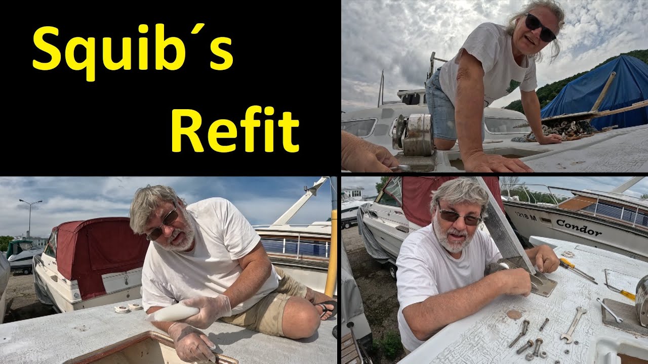 Squib's Refit - Partition in the anchor locker - Remove anchor fitting - Sanding the hull /78