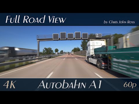 Autobahn (A1), Germany: Rastplatz - Delmenhorst-Ost - Dreieck Stuhr - 4K (2160p/60p) Ultra HD