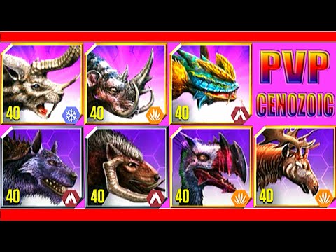 ALL CENOZOIC HYBRIDS MAXED PVP BATTLE | JURASSIC WORLD THE GAME