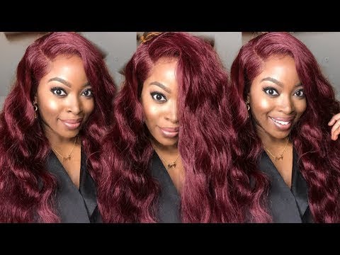 99J Human Hair Full Lace Wig Malaysian Burgundy Straight Virgin Hair 20inch