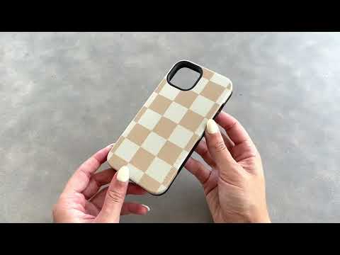 A Perfect Phone Case For Minimalists - CASELY Fit Check | Neutral Checkerboard iPhone Case