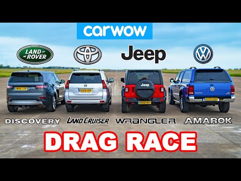 VW Amarok v Land Cruiser v Land Rover Discovery v Jeep - DRAG RACE, ROLLING RACE & TES PENGEREMAN!