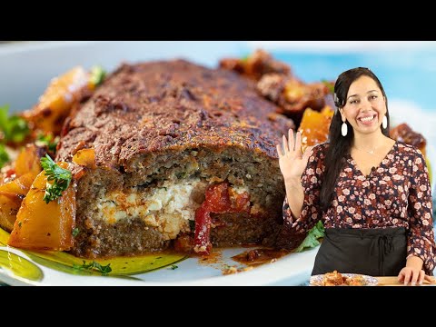Feta Cheese & Pepper Stuffed Meatloaf