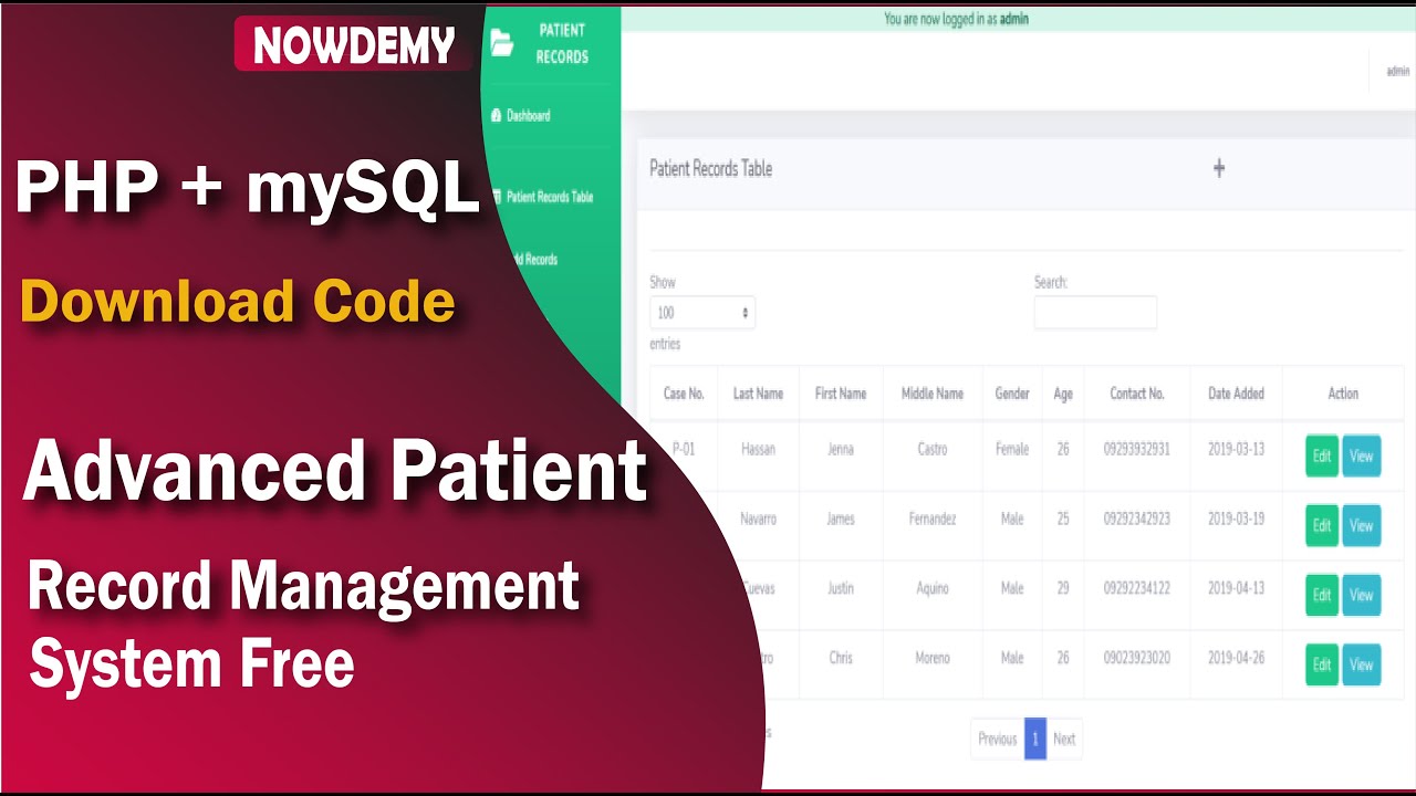 Patient Record Management System in PHP MySQL