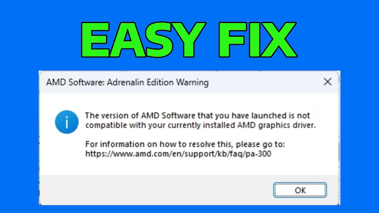 Fix The Version of AMD Radeon Software You Have Launched is not compatible with the graphic