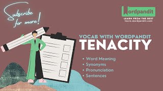 Tenacity Meaning | Synonyms | Sentence | Easy Trick || Vocab with Wordpandit | Learn English