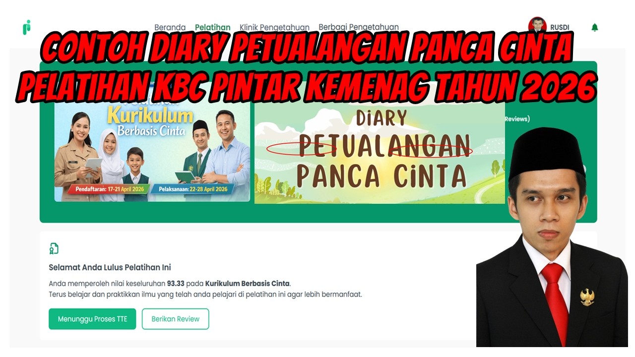 Contoh Pengisian Diary Petualangan Panca Cinta Pelatihan KBC Pintar Kemenag Tahun 2026