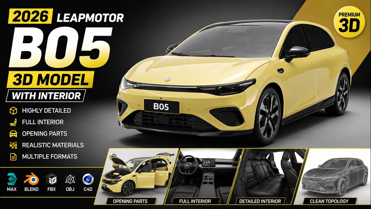 2026 Leapmotor B05 with Interior 3D Model