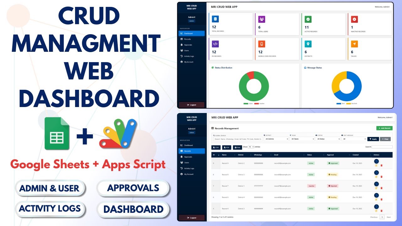 Advanced Records Management System - React + Google Apps Script | Full Stack Project | E21