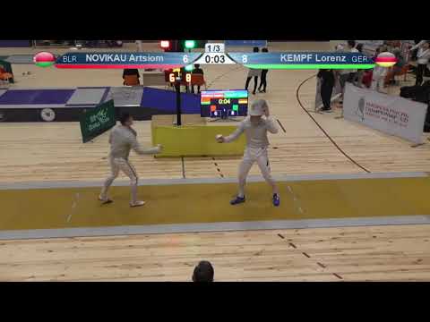 FE 2018 T32 08 M S Individual Yerevan ARM U23 European Championships YELLOW KEMPF GER vs NOVIKAU BLR