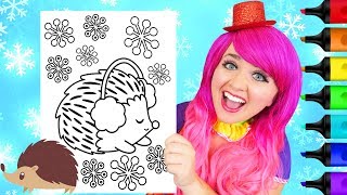 Coloring A Cute Hedgehog Winter Coloring Page Prismacolor Paint Markers | KiMMi THE CLOWN