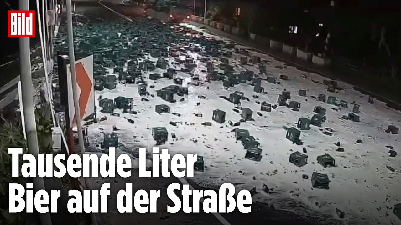 BIER-ALARM AUF DER STRASSE: Unfall auf den Philippinen! Tausende Liter Bier gehen futsch