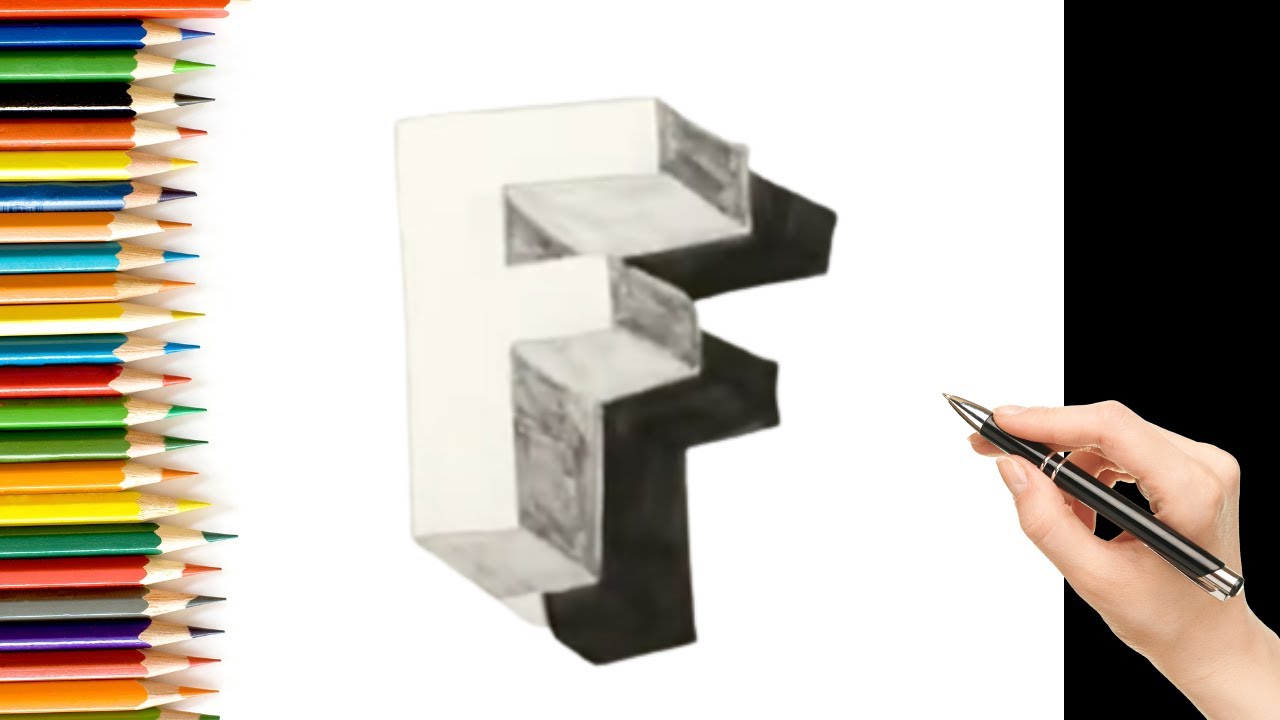 How To Draw 3D Floating Letter 