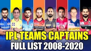 IPL Teams Captains List 2008-2020 | CSK,KKR,MI,SRH,RCB,KXIP,RR,DD IPL Team Captains