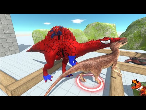 Spiderman dinosaur battle Death Run Who Will Win Catch hippo #arbs Animal Revolt Battle Simulator