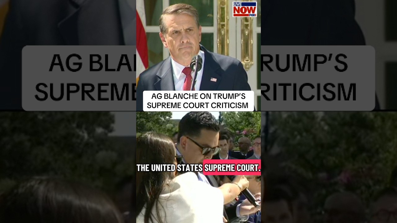 Video thumbnail for Attorney General Todd Blanche gets asked about President Trump's criticism of the Supreme Court.
