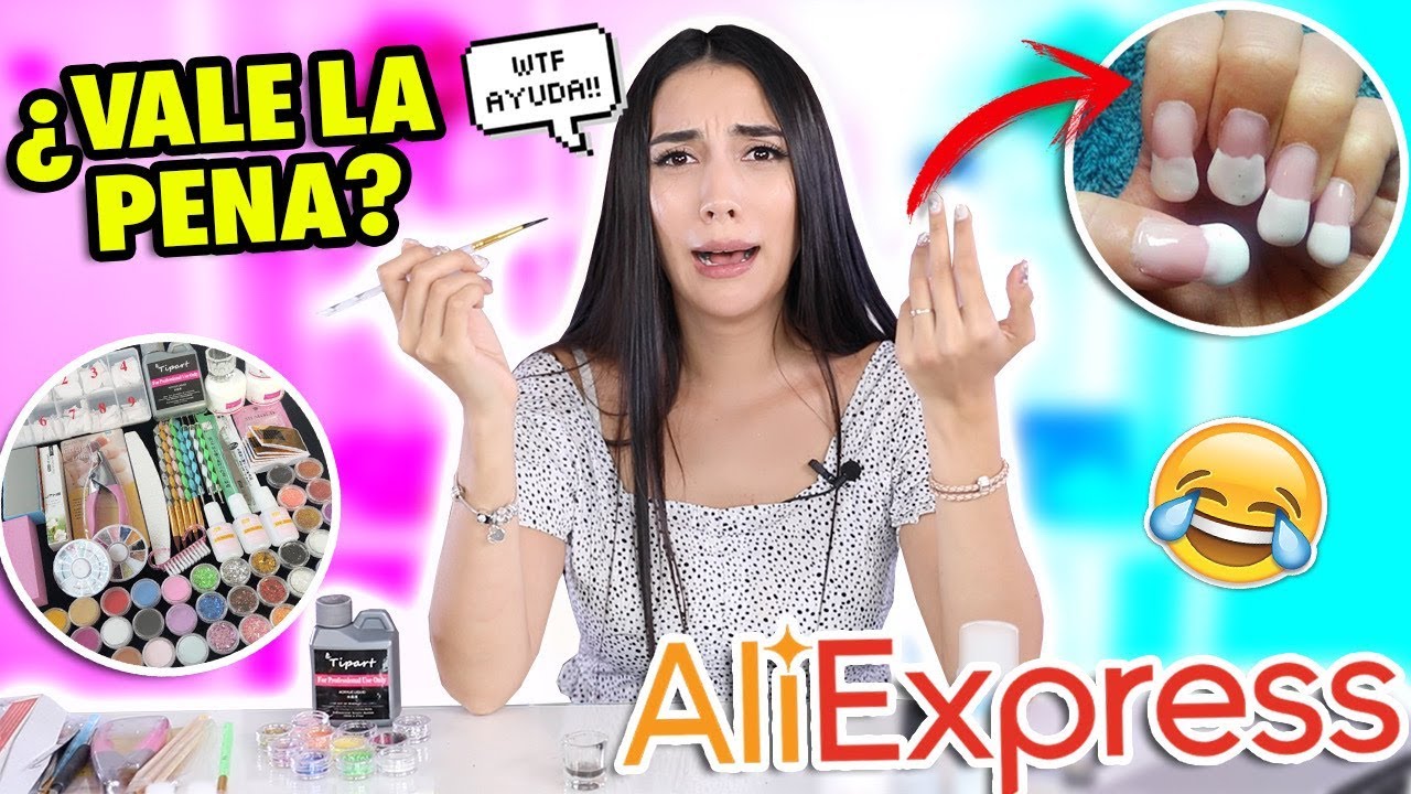 PROBANDO KIT para UÑAS ACRILICAS de ALIEXPRESS 😰es SUPER BARATO! ¿Vale la pena