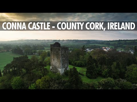 Aerial view of Conna Castle in county Cork, Ireland