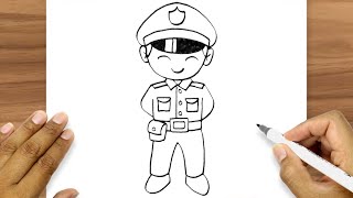 How To Draw A Police Officer | Police Drawing Easy