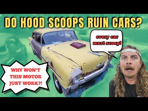 IT RUNS BAD! Hood Scoop and Stance! - Making Our Door Delete 1956 Chevy Look Cool