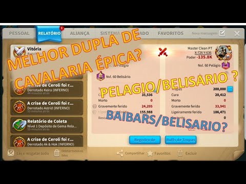 Pelágio/Belisário - Melhor dupla de cavalaria épica? - Baibars/Belisário funciona? -Rise of Kingdoms