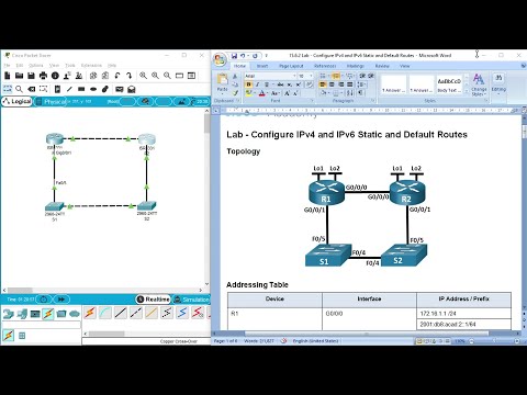 15.6.2 Lab - Configure IPv4 and IPv6 Static and Default Routes