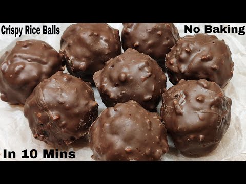 Crispy Puffed chocolate Balls In 10 Mins, Only 3 Ingredients Without Baking | क्रिस्पी राइस बॉल्स