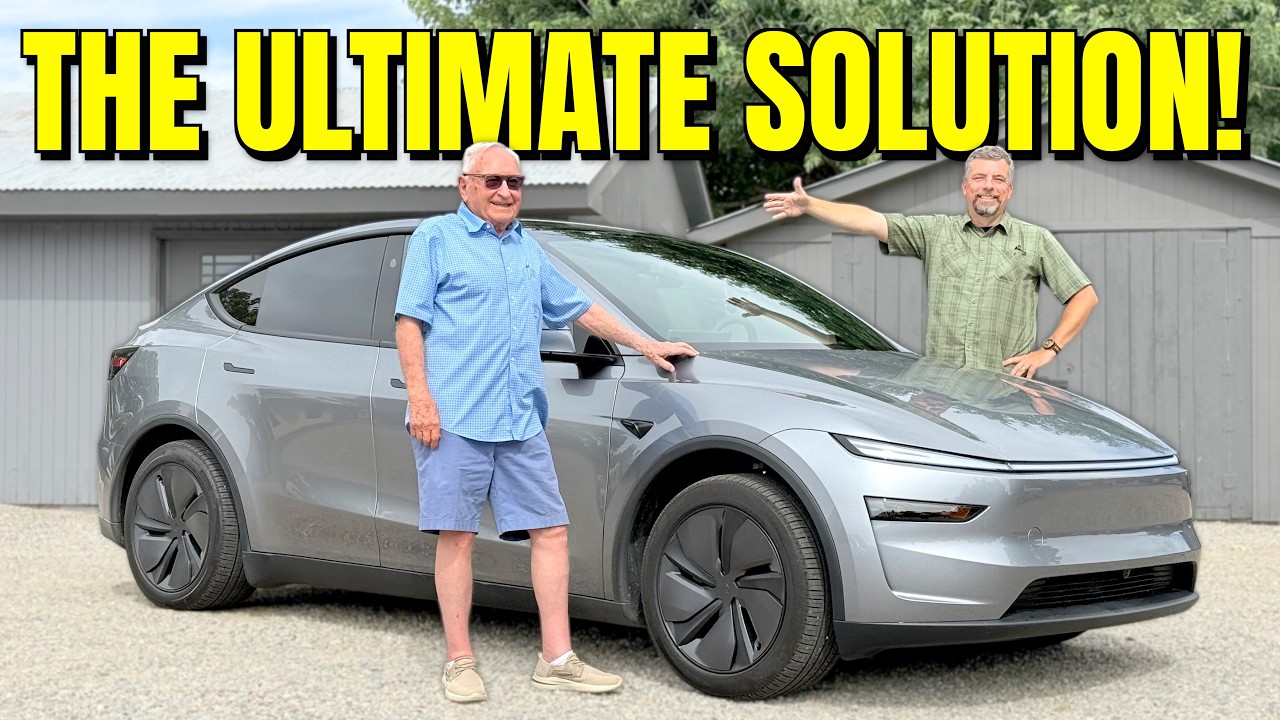 A 98 year old owner in the driver seat of a Tesla Model Y